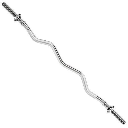 Tectake Barre de Musculation, Barre de Curl en Acier Chromé Moleté