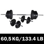 Kit de barre d'haltère et 2 haltères 605kg