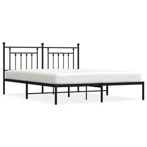 vidaXL Cadre de lit métal avec tête de lit noir 180x200 cm