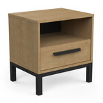 Table de chevet 1 porte - CRAFT - Chêne et Noir - 44 6 x 35 6 x 47 4 cm - DEMEYERE