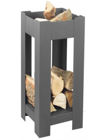 Cheminée de jardin carré BALANE 50x50 cm acier avec rangement bois