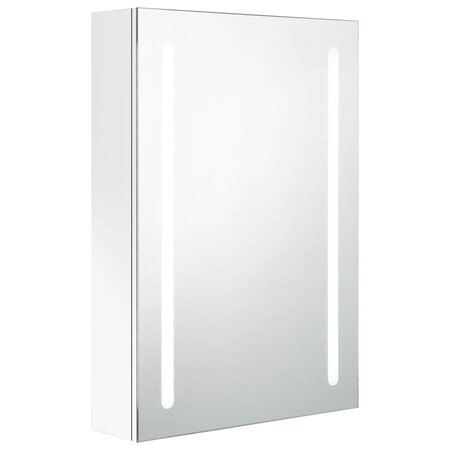 vidaXL Armoire de salle de bain à miroir LED Blanc brillant 50x13x70cm