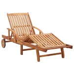vidaXL Chaise longue avec coussin Bois d'acacia solide