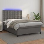 vidaXL Sommier tapissier avec matelas et LED Gris 140x190cm Similicuir