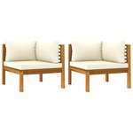 vidaXL Canapés d'angle 2 Pièces avec coussins blanc crème Acacia solide