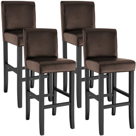Tectake lot de 4 chaises de bar - marron