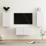 vidaXL Ensemble de meubles TV 3 Pièces Blanc brillant Aggloméré
