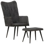 vidaXL Chaise à oreilles avec repose-pied Noir vintage Toile