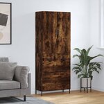 vidaXL Buffet haut Chêne fumé 69 5x34x180 cm Bois d'ingénierie