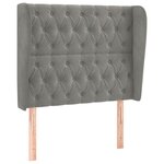 vidaXL Tête de lit avec oreilles Gris clair 93x23x118/128 cm Velours