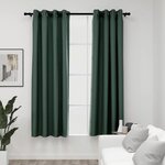 vidaXL Rideaux occultants Aspect lin avec œillets 2 Pièces Vert 140x175cm