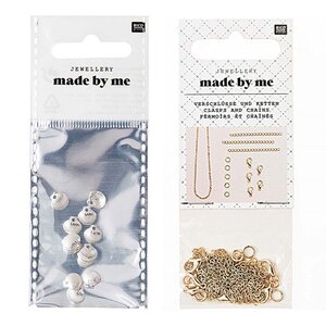 12 mini perles coquillages argentées + fermoirs épais et chaînes dorés