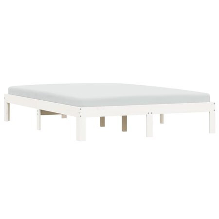 vidaXL Cadre de lit blanc 140x190 cm bois de pin massif