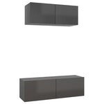 vidaXL Ensemble de meuble TV 2 Pièces Gris brillant Aggloméré