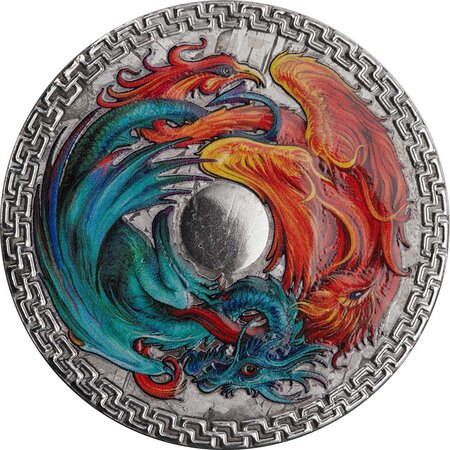 Pièce de monnaie en Meteorite 1 Dollar g 31.1 (1 oz) Millésime 2022 PHOENIX AND DRAGON