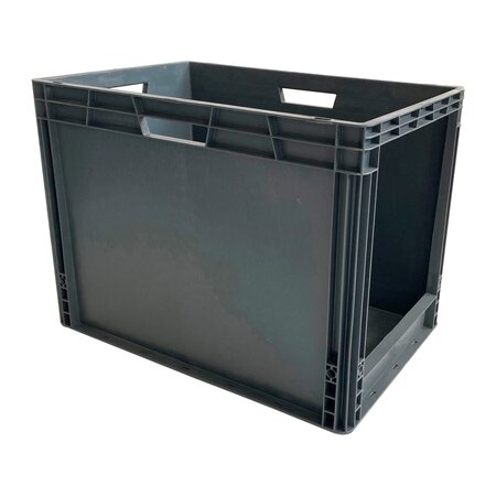 Bac de stockage plastique gerbable norme europe avec paroi ouverte sur le côté  - 90 litres - dim : h 44 5 x l 40 cm - viso