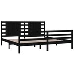 vidaXL Cadre de lit Noir Bois de pin massif 180x200 cm Super King