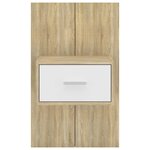 vidaXL Table de chevet murale Blanc et chêne sonoma