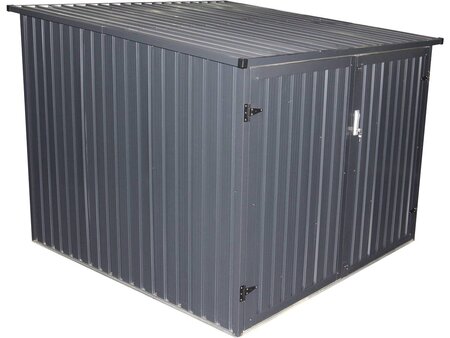 Abri jardin métal 4 vélos - 4 02m² - 203 x 198 x 157/142 cm - Gris
