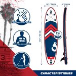 Paddle gonflable ambition 10'4 - 317x76x15 cm - stand up paddle avec pagaie  leash  pompe  anneaux de kayak et sac de transport