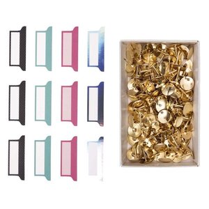 12 stickers onglets couleurs pastel + 150 punaises dorées