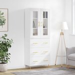 vidaXL Buffet haut Blanc brillant 69 5x34x180 cm Bois d'ingénierie