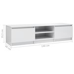 vidaXL Meuble TV Blanc brillant 140x40x35 5 cm Aggloméré