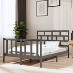 vidaXL Cadre de lit Gris Bois de pin massif 135x190 cm Double