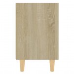 vidaXL Table de chevet pieds en bois Blanc et Chêne sonoma 40x30x50 cm