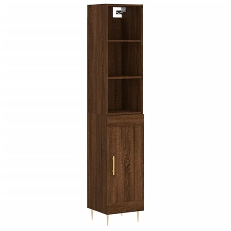 vidaXL Buffet haut Chêne marron 34 5x34x180 cm Bois d'ingénierie