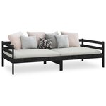 vidaXL Lit Noir Bois de pin massif 90x200 cm