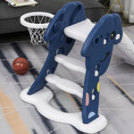 Toboggan enfant panier basket 2 à 6 ans usage intérieur extérieur dim. 146L x 68l x 68H cm balle + pompe incluses HDPE bleu blanc