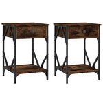vidaXL Tables de chevet 2 Pièces chêne fumé 40x42x60 cm bois d'ingénierie