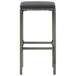 vidaXL Ensemble de bar de jardin 3 Pièces et coussins Résine tressée Gris