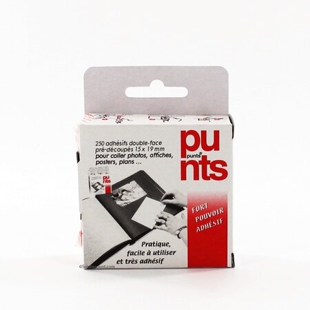 250 pastilles adhésives double-face 15 x 19 mm - punts