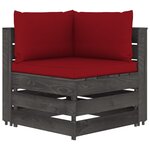 vidaXL Salon de jardin 8 Pièces avec coussins Bois imprégné de gris