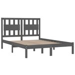 vidaXL Cadre de lit Gris Bois de pin massif 150x200 cm Très grand