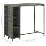 vidaXL Meuble de bar de jardin 5 Pièces et coussins Résine tressée Gris