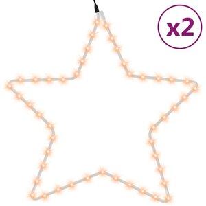 vidaXL Figures d'étoiles de Noël avec 48 LED 2 Pièces Blanc chaud 56 cm