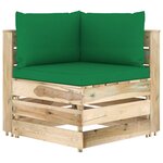 vidaXL Salon de jardin 6 Pièces avec coussins Bois imprégné de vert