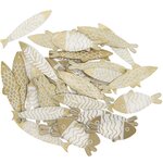 36 Confettis en bois - poissons - doré