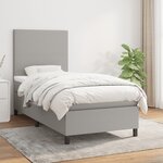 vidaXL Lit à sommier tapissier avec matelas Gris clair 100x200cm Tissu