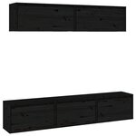 vidaXL Meubles TV 5 Pièces Noir Bois massif de pin