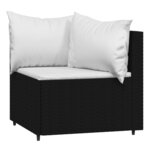 vidaXL Canapés d'angle de jardin et coussins 2Pièces Noir Résine tressée