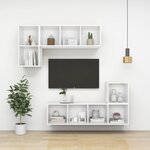 vidaXL Meuble TV mural Blanc 37x37x142 5 cm Aggloméré