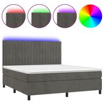 vidaXL Sommier tapissier matelas et LED Gris foncé 180x200 cm Velours