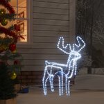 vidaXL Renne de Noël avec tête mobile Blanc froid 76x42x87 cm