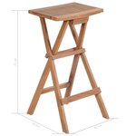 vidaXL Tabourets de bar pliables 2 Pièces Bois de teck massif