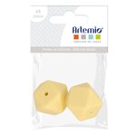 2 perles silicone hexagonales - 17 mm - jaune