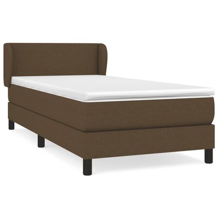 vidaXL Lit à sommier tapissier avec matelas Marron foncé 100x200 cm